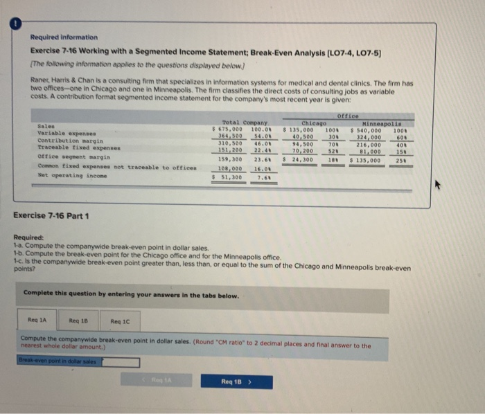 Please solve all parts and show all work Required information Exercise 7-16
