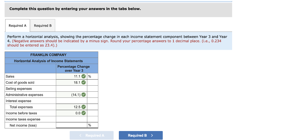 Objective: 4-1 Differentiate between horizontal and vertical analysis Income statements for Franklin