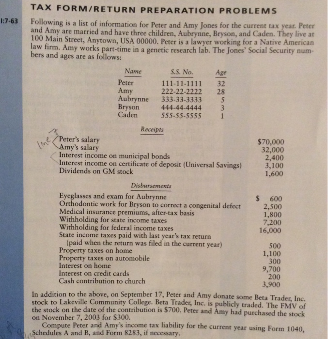 Computer Peter and Amys income tax liability for the current year