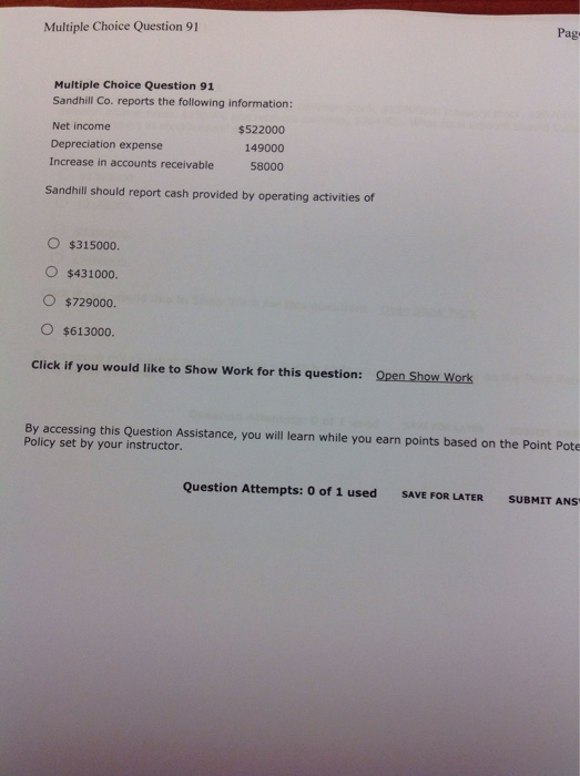  Pag Multiple Choice Question 91 Multiple Choice Question 9:1 Sandhill Co.