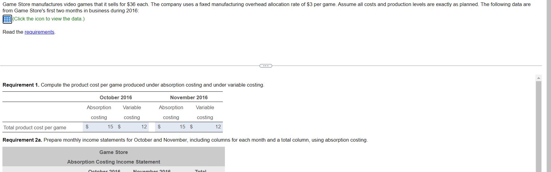 PLEASE DO ALL REQUIREMENTS from Game Store's first two months in business