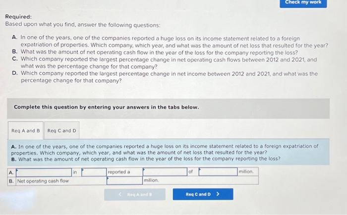  Required: Based upon what you find, answer the following questions: A.