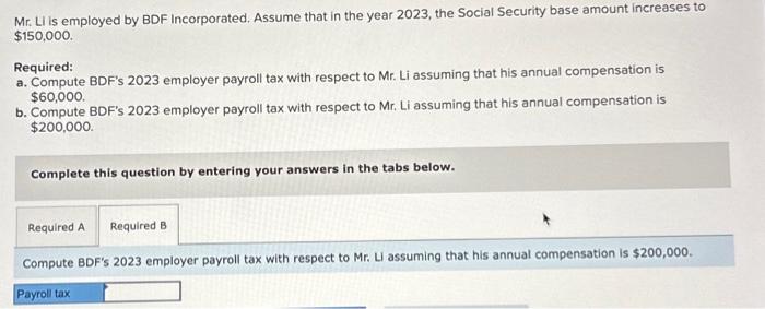  answer A and B carefully Mr. Li is employed by BDF