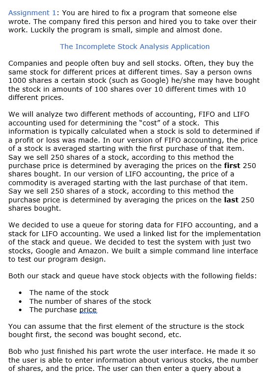 In Java. .java files mentioned below. ControllerJava // The Stock program is