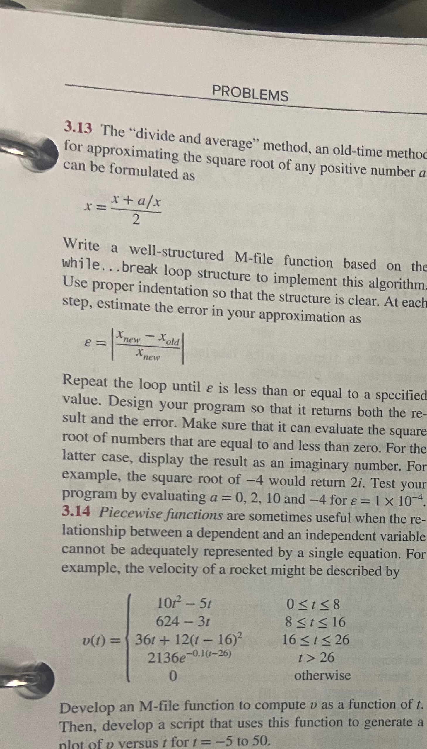  PROBLEMS 3.13 The "divide and average" method, an old-time metho for