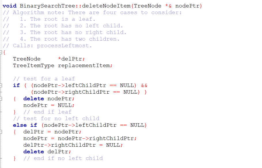 tree operations: // Precondition for all methods: No two items in a