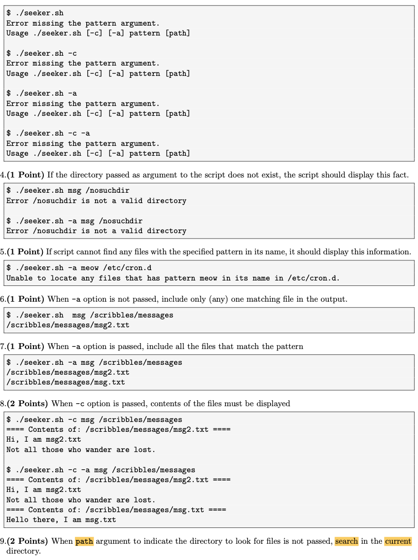 file search and content display (12 Points) Search is a very essential