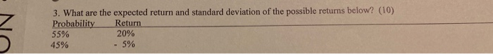  3. What are the expected return and standard deviation of the