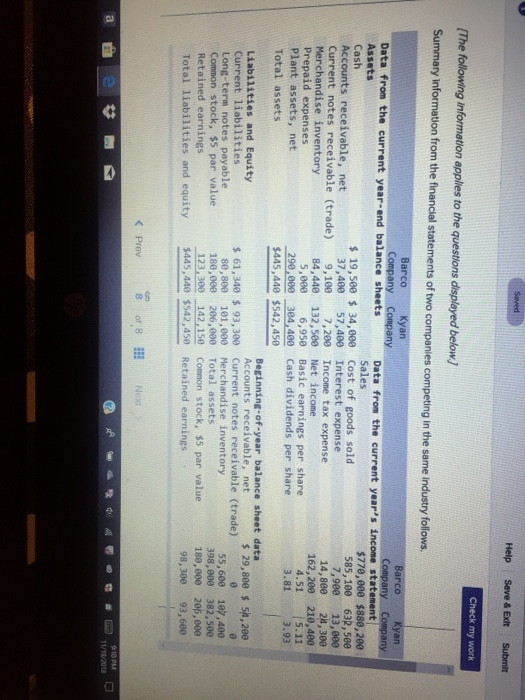  Help Save & Exit Submit Check my work The following information