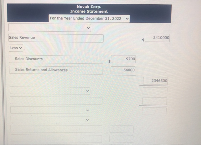 The following selected accounts from the Novak Corp.'s general ledger are presented