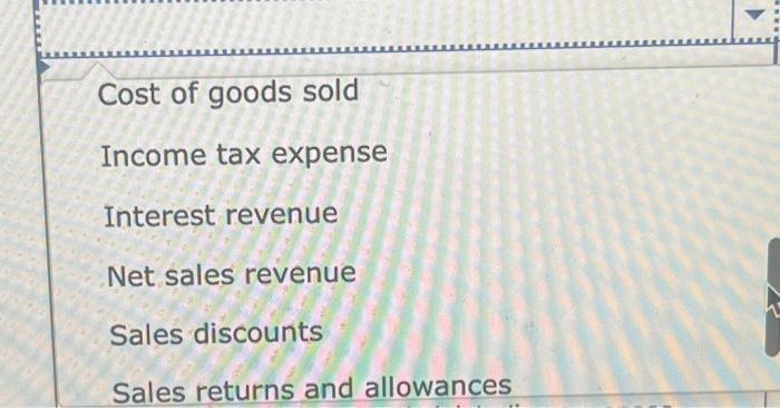 returns and allowances Selling expense Accounts receivable Administrative expense Allowance for doubtful