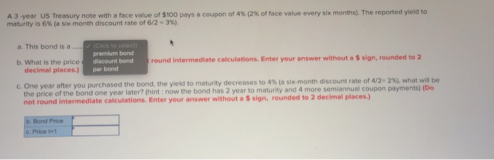  A 3-year US Treasury note with a face value of $100