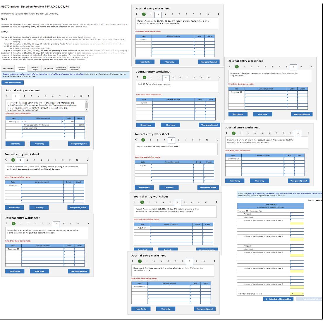 GL0701 (Algo) Based on Problem 7-5A LO C2, C3, P4 The following