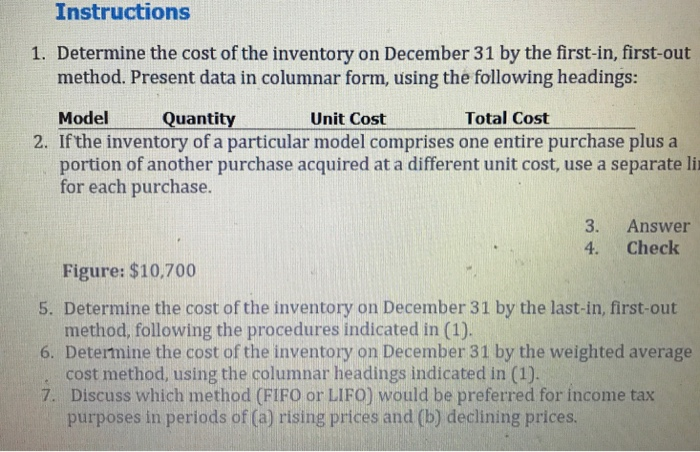Appliances uses the periodic inventory system. Details regarding the inventory of appliances