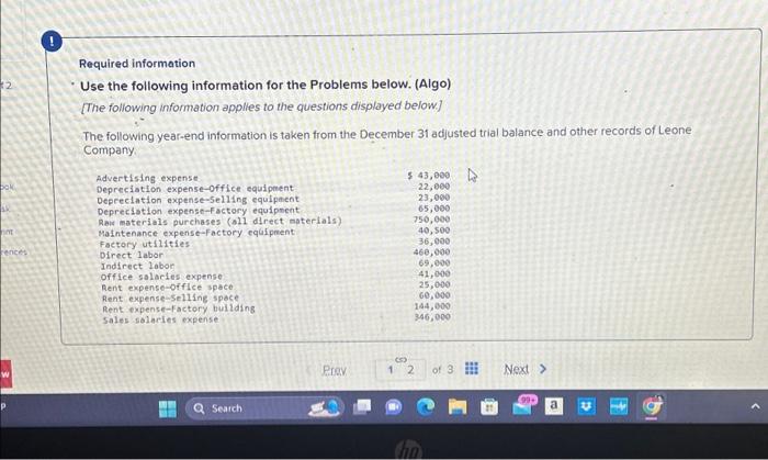  f2 bok sk rint rences W P Required information Use the
