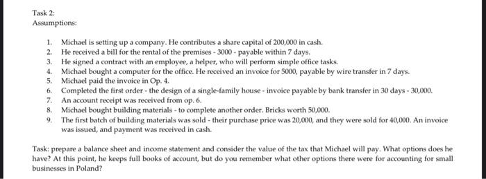 Task: make a balance sheet and income statement and consider the value