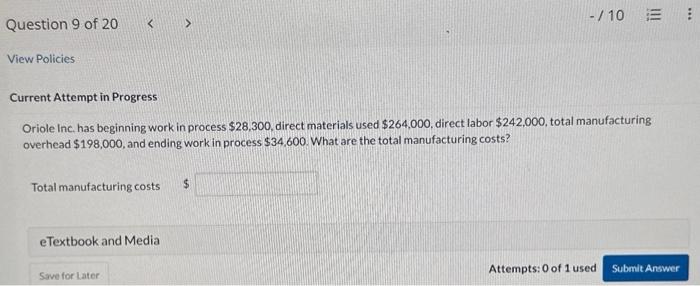  Current Attempt in Progress Oriole lnc, has beginning work in process