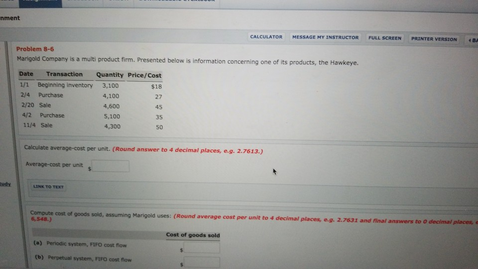 nment CALCULATOR MESSAGE MY INSTRUCTOR FULL SCREEN PRINTER VERSION BA Problem
