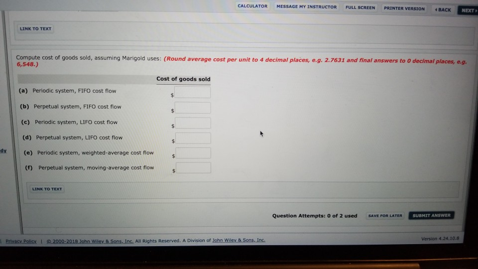 8-6 Marigold Company is a multi product firm. Presented below is information