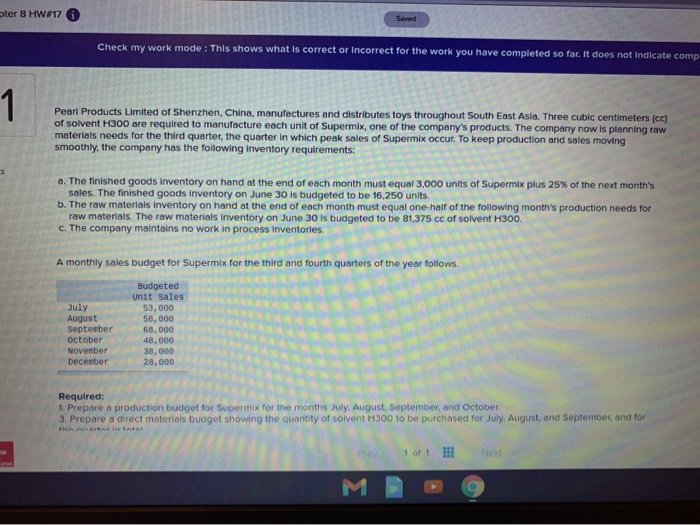  pter 8 HWF17 Saved Check my work mode : This shows