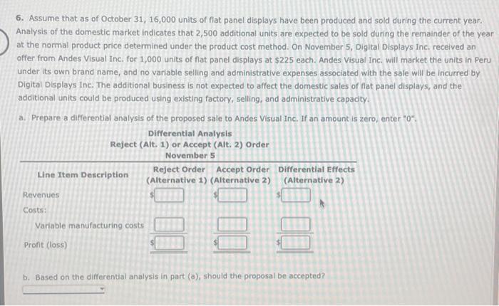flat panel displays, which required the investment of $6,000,000 in assets. The