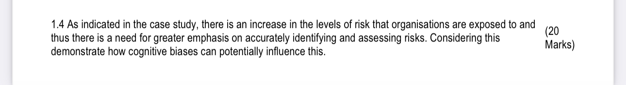  1.4 As indicated in the case study, there is an increase