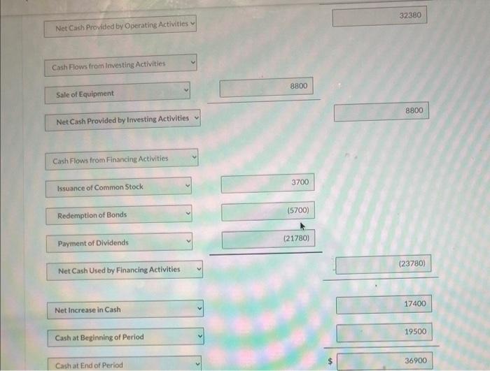 flow Prepare a statement of cash flows using the indirect method. (Show