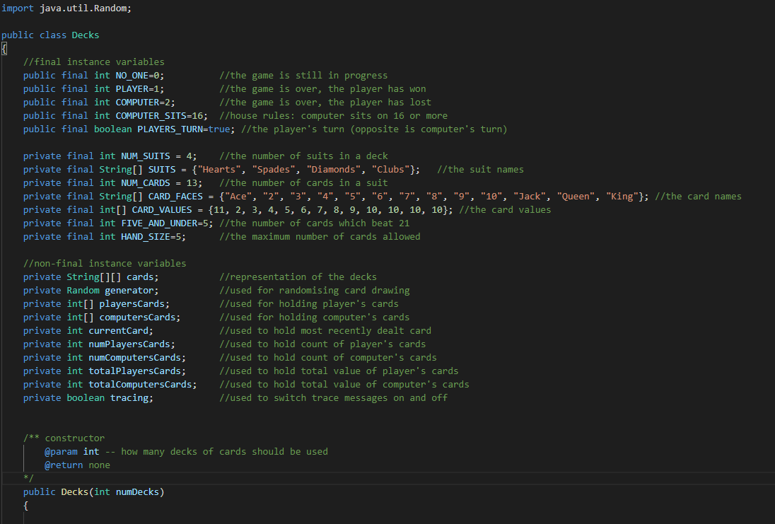 Course Assignment A game program Purpose: Reading Java code and identifying the