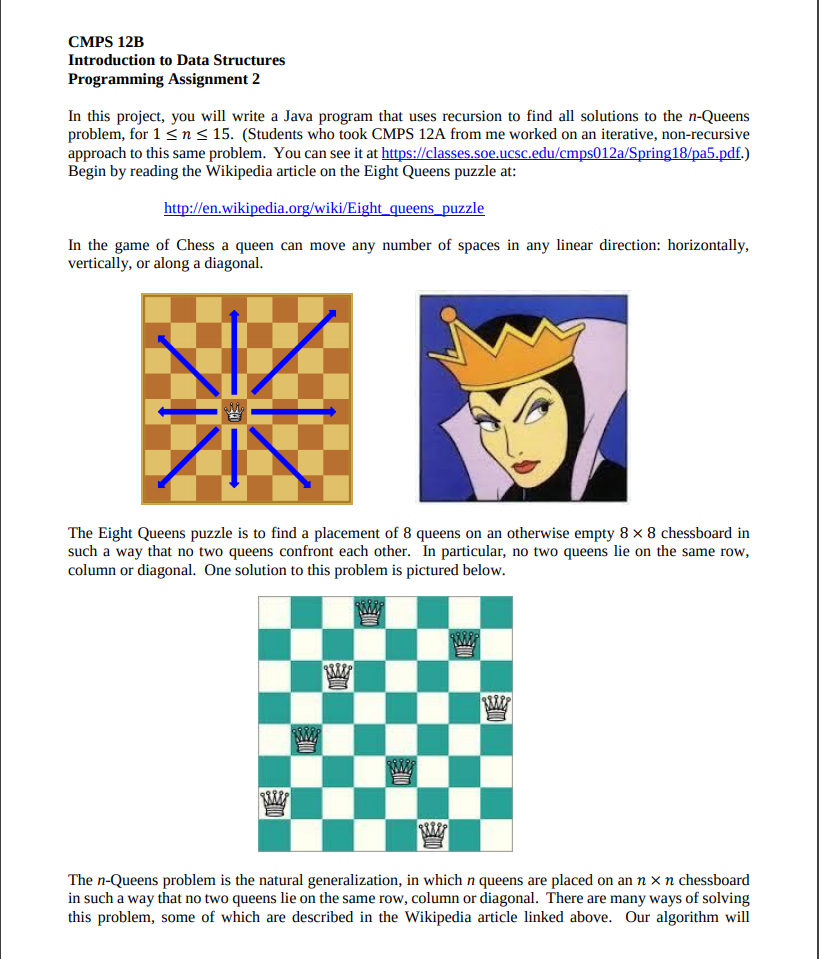 In this project, you will write a Java program that uses recursion
