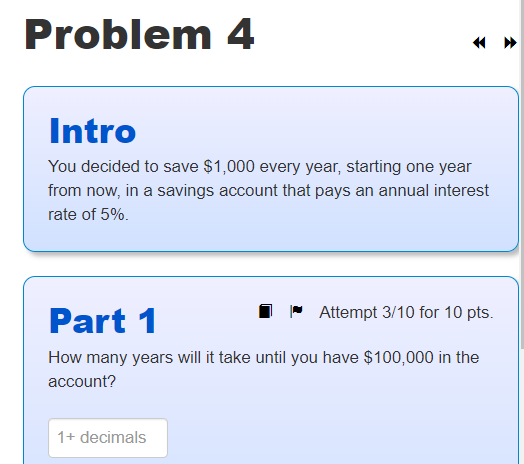  Intro You decided to save $1,000 every year, starting one year