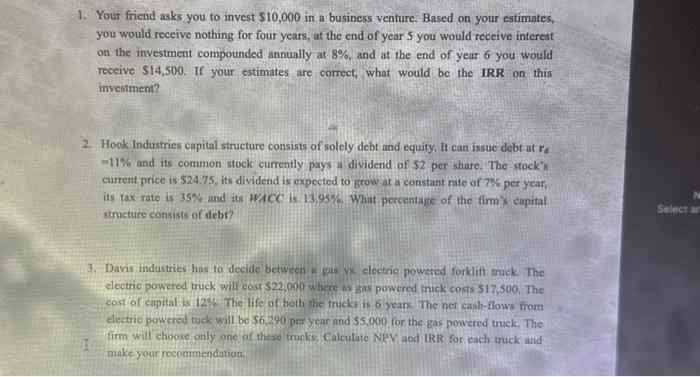  Need help sloveing these problem using a BA II PLUS Texas