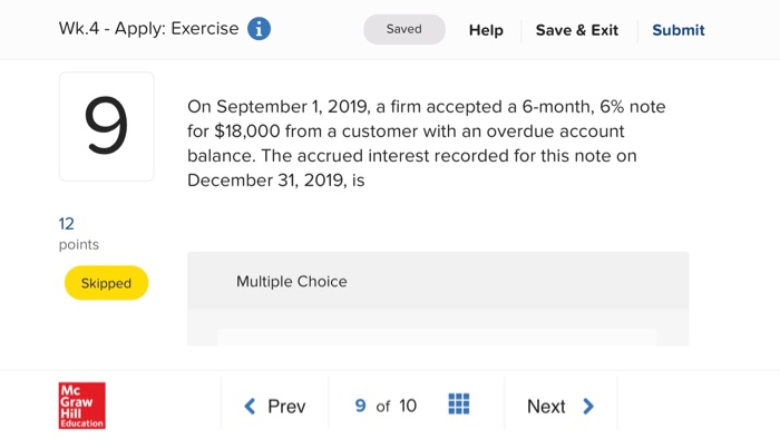  Wk.4 - Apply: Exercise i Saved Help Save & Exit Submit