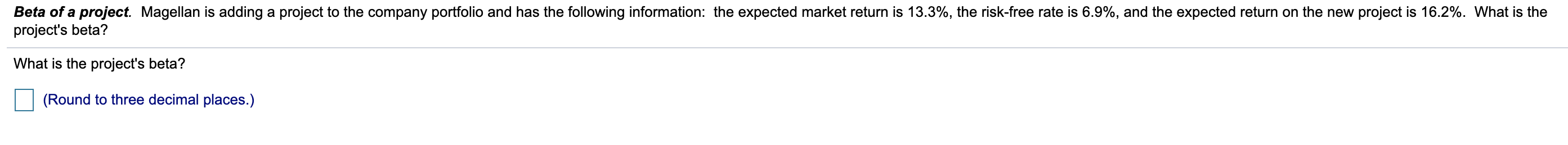  Beta of a project. Magellan is adding a project to the