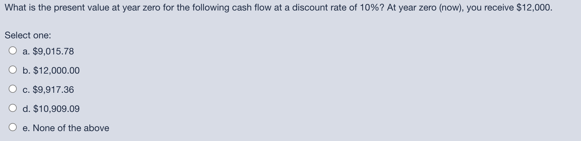 What is the present value at year zero for the following