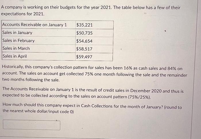 please show work. 2 A company is working on their budgets for