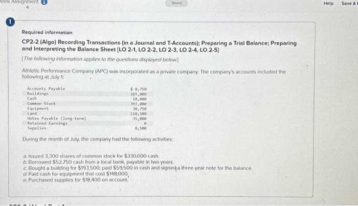  Required information 3. Summarize the journal entry effects from part 2