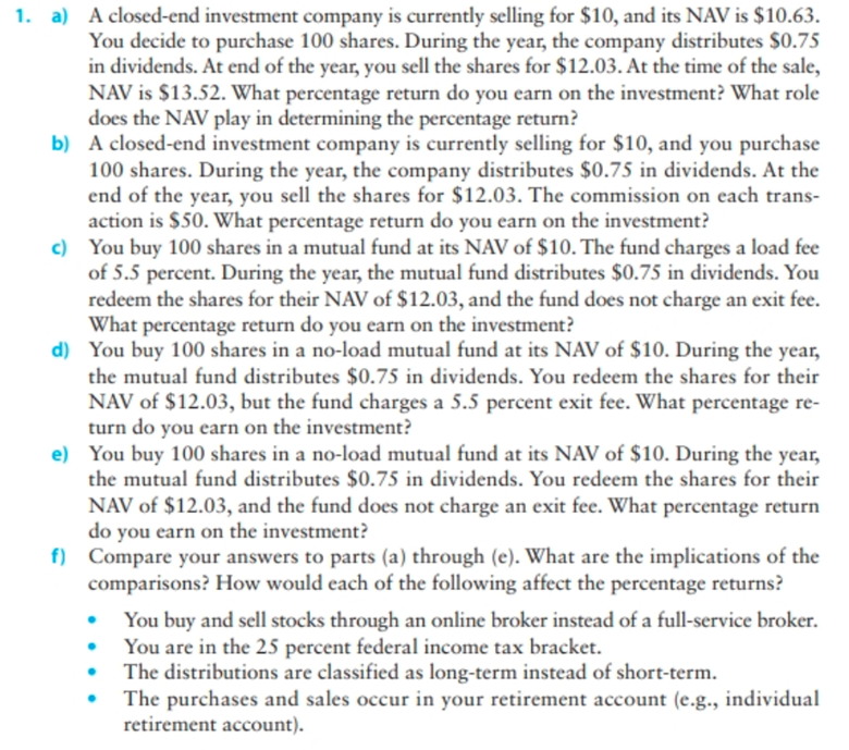 Answer only question D ,E ,F pLEASE SHOW WORKING 1. a) A