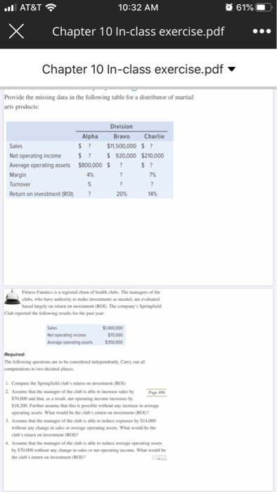  . AT&T 10:32 AM 61% x Chapter 10 In-class exercise.pdf ...