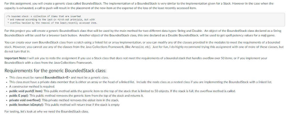 JAVA LANGUAGE For this assignment, you will create a generic class called