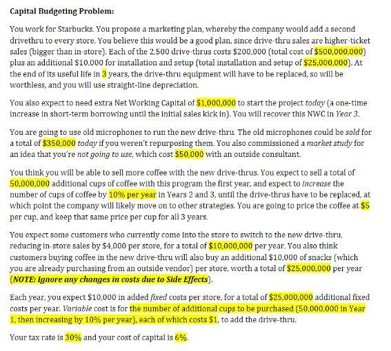 Able to solve this in excel showing the numbers and formulas