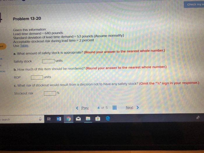  Help Check my w Problem 13-20 Given this information: Lead-time demand-