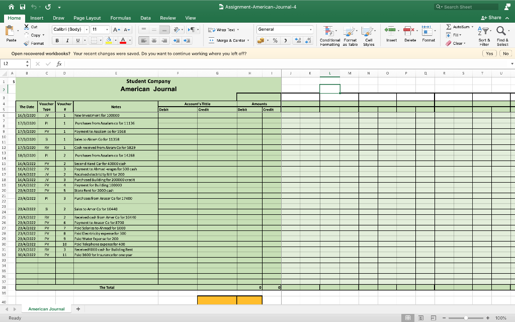 Please complete the attached file for American journal with automatic posting AO