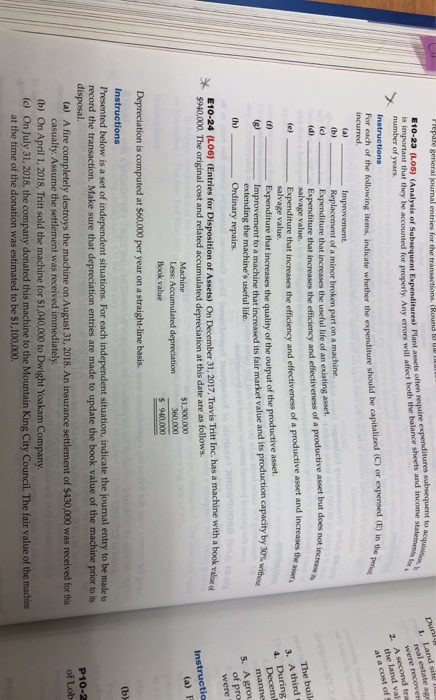 please , help with these exercises . thanks repare general journal entries