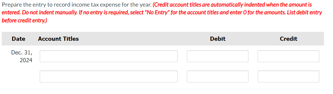 Please help me to solve it. It's urgent. Drepare the entry to