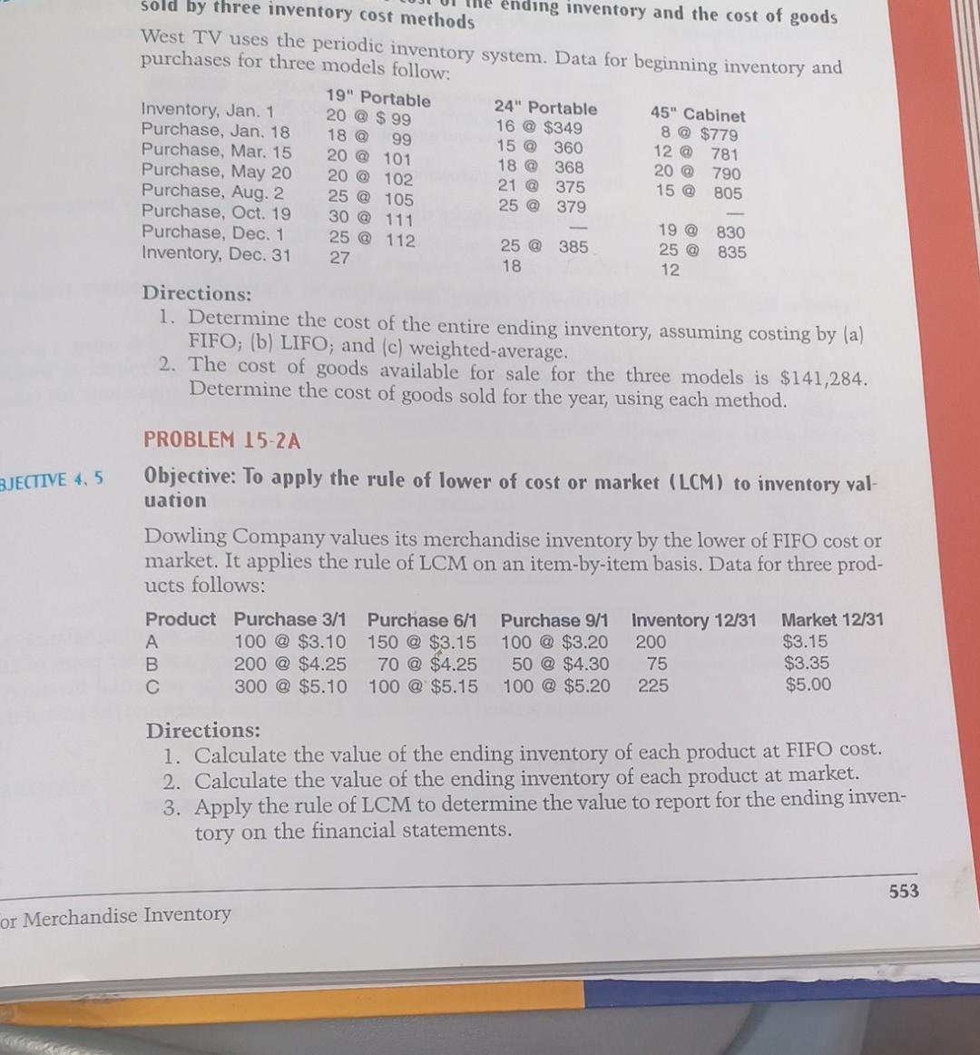  solution 15-2A sold by three inventory cost methods ending inventory and