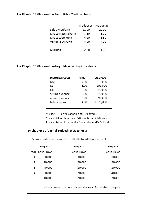 Using the information found under the Chapter 11 (Capital Budgeting) section, please