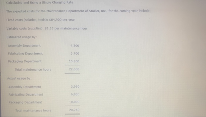  Calculating and using a Single Charging Rate The expected costs for