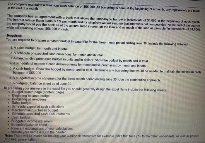 the excel file to include the following sheets: Budget launch page (content