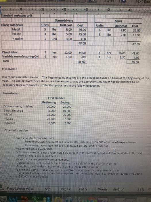 a budget prepared for each quarter of the fiscal year 2018. They