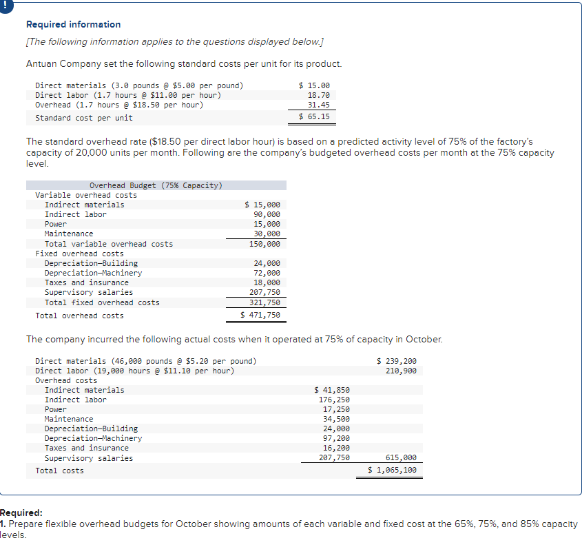 Same question, multiple steps. Required information [The following information applies to the